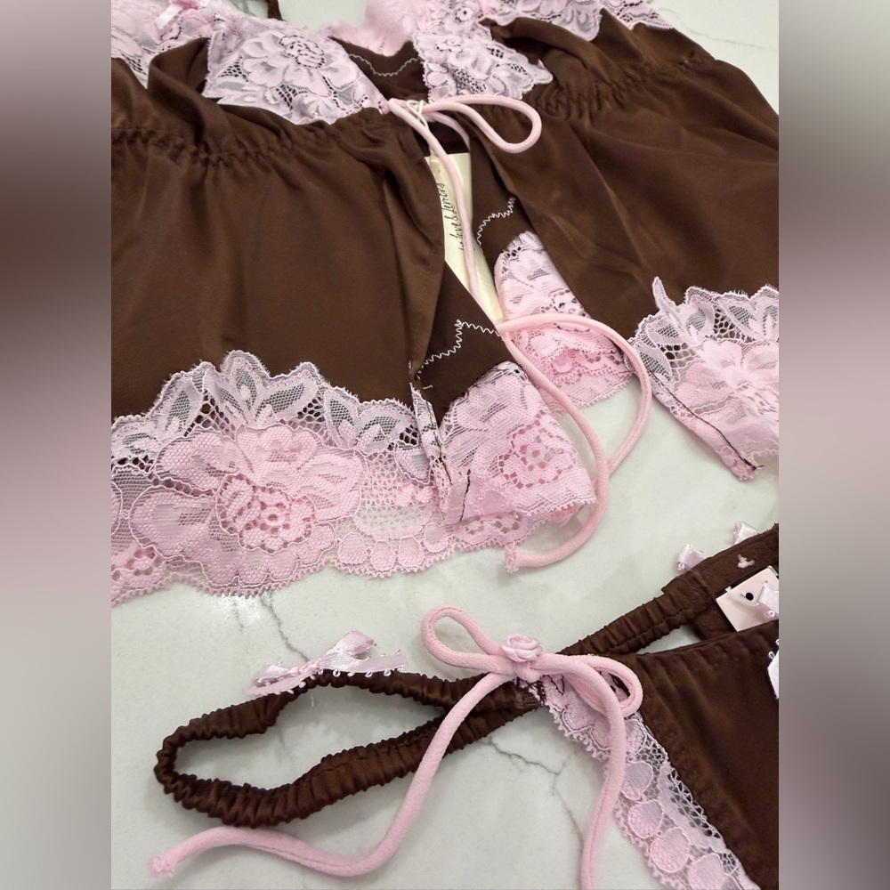 NWT For Love And Lemons Jaden Sleep Top and panty set size S - Picture 3 of 6